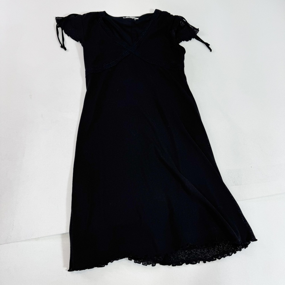 Y2K Black Dress Womens Small Short babydoll empire Wasit A Line Party